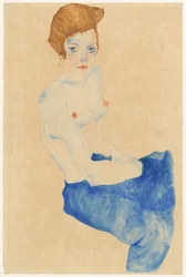 Siedzący niebieski nude